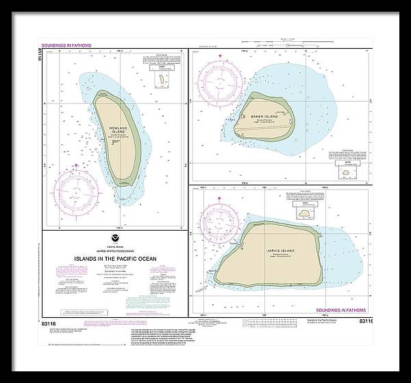 Nautical Chart-83116 Islands In The Pacific Ocean-jarvis, Bake-howland Islands - Framed Print
