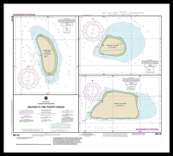 Nautical Chart-83116 Islands In The Pacific Ocean-jarvis, Bake-howland Islands - Framed Print