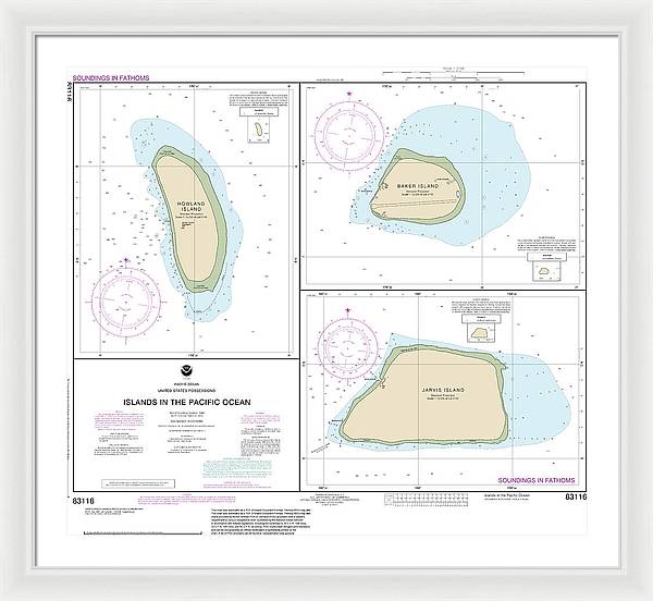 Nautical Chart-83116 Islands In The Pacific Ocean-jarvis, Bake-howland Islands - Framed Print