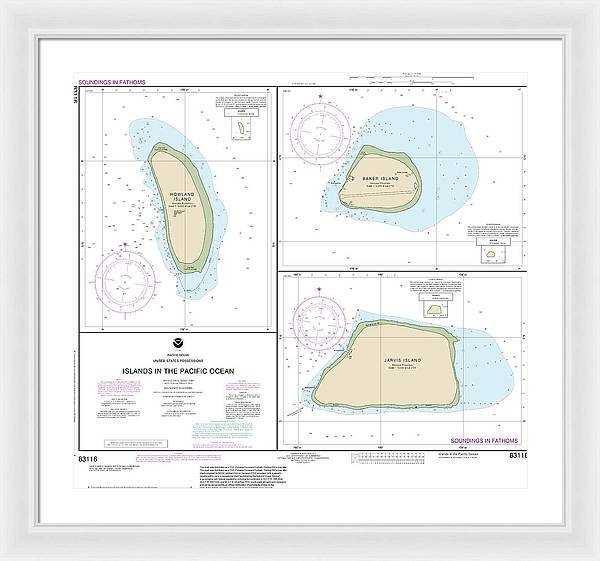 Nautical Chart-83116 Islands In The Pacific Ocean-jarvis, Bake-howland Islands - Framed Print