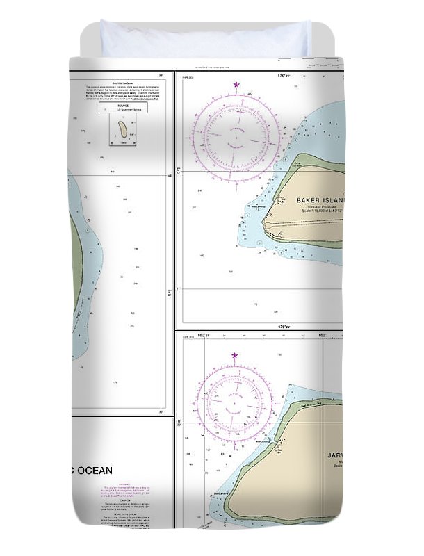 Nautical Chart-83116 Islands In The Pacific Ocean-jarvis, Bake-howland Islands - Duvet Cover