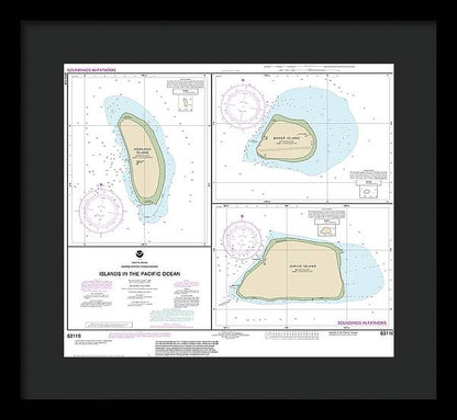 Nautical Chart-83116 Islands In The Pacific Ocean-Jarvis, Bake-Howland Islands - Framed Print  14" x 12.5"  Framed Nautical Chart Print by SeaKoast.