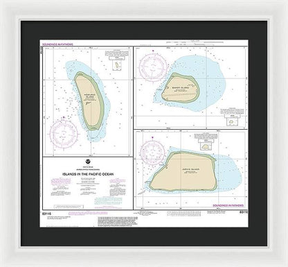 Nautical Chart-83116 Islands In The Pacific Ocean-Jarvis, Bake-Howland Islands - Framed Print  20" x 18"  Framed Nautical Chart Print by SeaKoast.