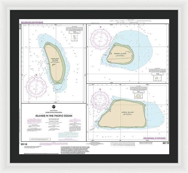 Nautical Chart-83116 Islands In The Pacific Ocean-jarvis, Bake-howland Islands - Framed Print