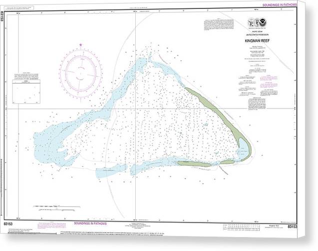 Nautical Chart-83153 United States Possesion Kingman Reef - Canvas Print