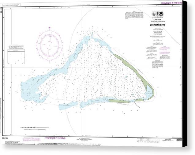 Nautical Chart-83153 United States Possesion Kingman Reef - Canvas Print