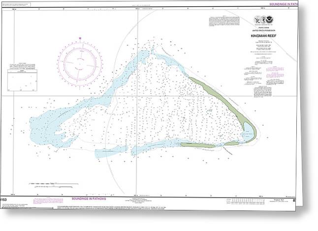 Nautical Chart-83153 United States Possesion Kingman Reef - Greeting Card