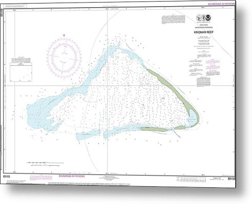 A beuatiful Metal Print of the Nautical Chart-83153 United States Possesion Kingman Reef - Metal Print by SeaKoast.  100% Guarenteed!