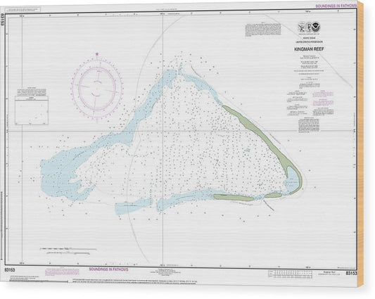 Nautical Chart-83153 United States Possesion Kingman Reef Wood Print