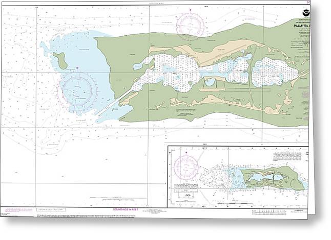 Nautical Chart-83157 Palmyra Atoll, Approaches-palmyra Atoll - Greeting Card