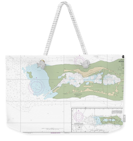 Nautical Chart-83157 Palmyra Atoll, Approaches-palmyra Atoll - Weekender Tote Bag