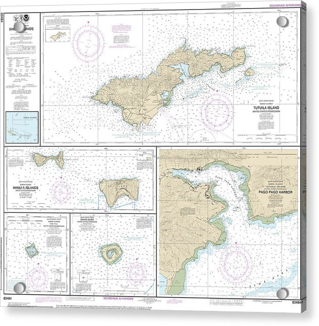 Nautical Chart-83484 Us Possessions In Samoa Islands Manua Islands, Pago Pago Harbor, Tutuila Island, Rose Atoll, Swains Island - Acrylic Print