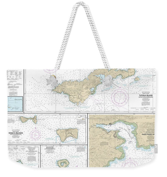 Nautical Chart-83484 Us Possessions In Samoa Islands Manua Islands, Pago Pago Harbor, Tutuila Island, Rose Atoll, Swains Island - Weekender Tote Bag