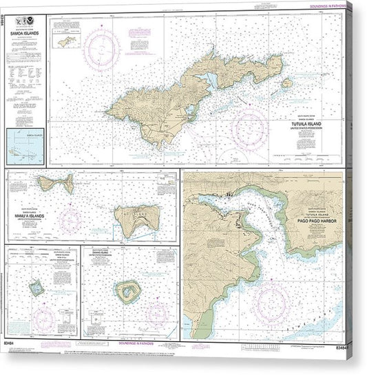 Nautical Chart-83484 Us Possessions In Samoa Islands Manua Islands, Pago Pago Harbor, Tutuila Island, Rose Atoll, Swains Island  Acrylic Print