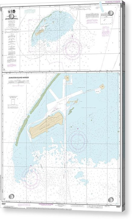 Nautical Chart-83637 Johnston Atoll, Johnston Island Harbor - Acrylic Print