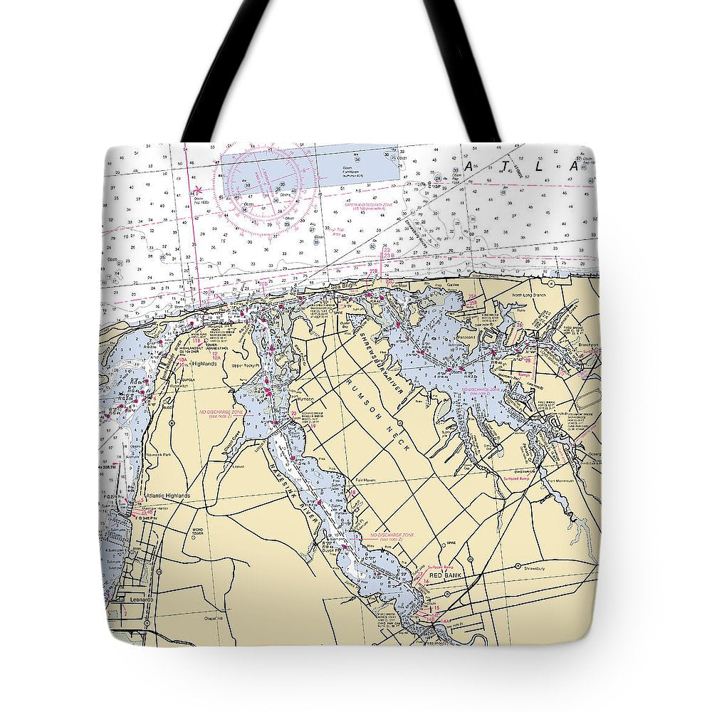 Navesink River-new Jersey Nautical Chart - Tote Bag