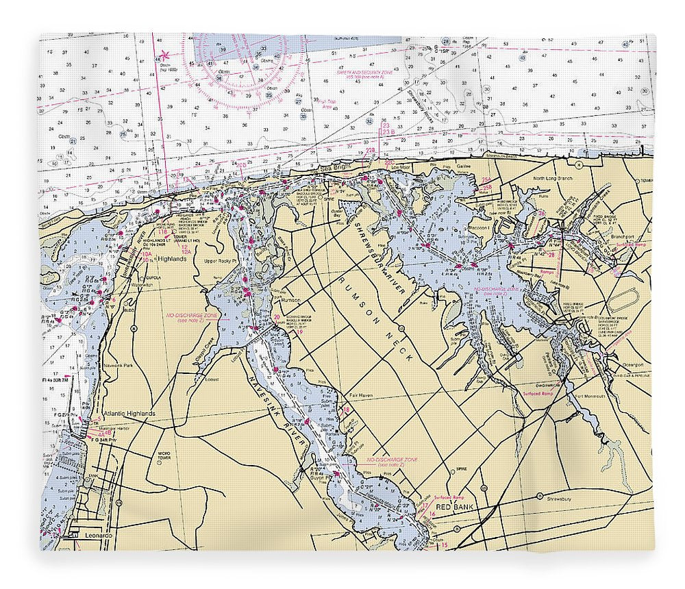 Navesink River New Jersey Nautical Chart Blanket