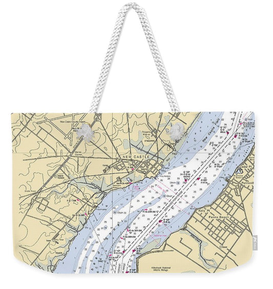New Castle-delaware Nautical Chart - Weekender Tote Bag