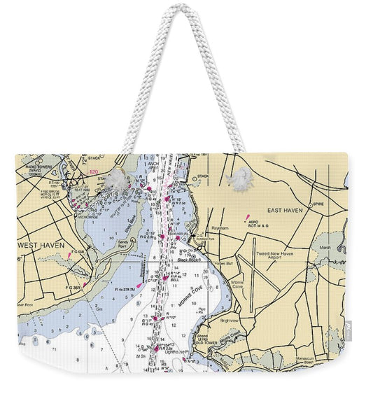 New Haven -connecticut Nautical Chart _v3 - Weekender Tote Bag