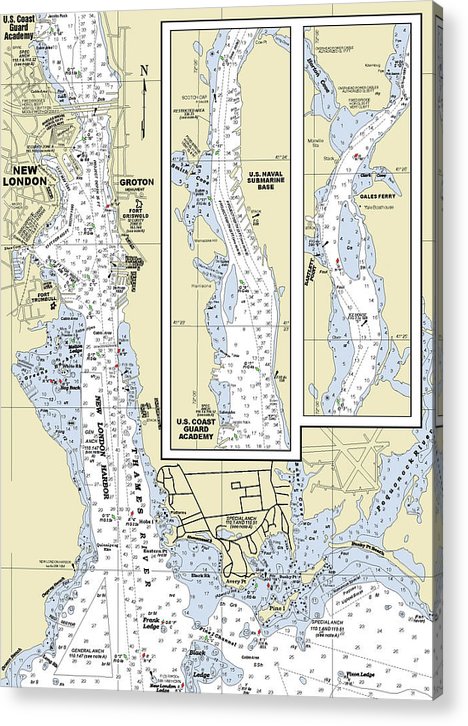 New London Connecticut Nautical Chart  Acrylic Print