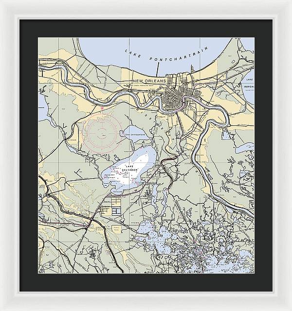 New Orleans Lake Pontchartrain-louisiana Nautical Chart - Framed Print