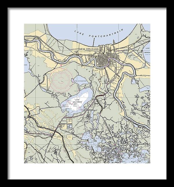 New Orleans Lake Pontchartrain-louisiana Nautical Chart - Framed Print