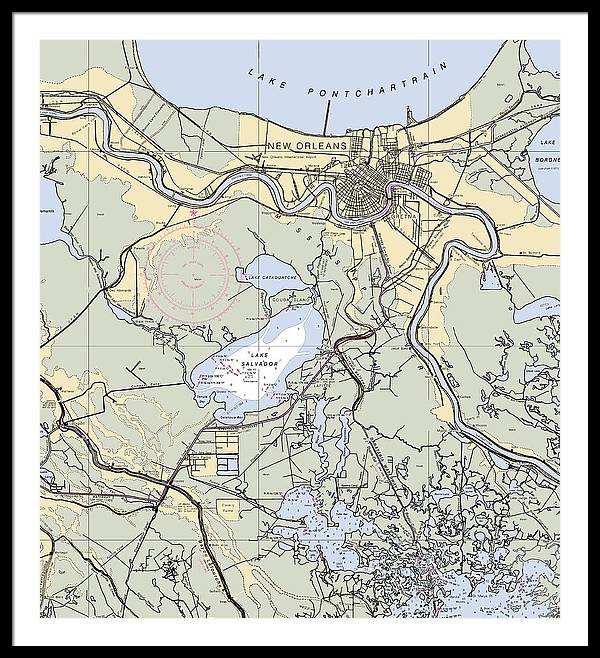 New Orleans Lake Pontchartrain-louisiana Nautical Chart - Framed Print