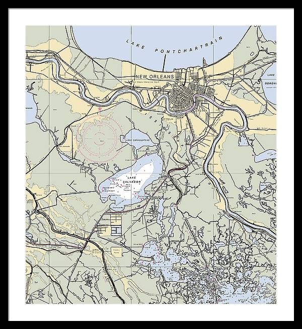 New Orleans Lake Pontchartrain-louisiana Nautical Chart - Framed Print