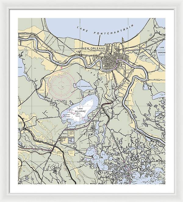 New Orleans Lake Pontchartrain-louisiana Nautical Chart - Framed Print