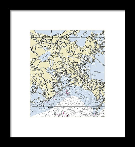 New Orleans Louisiana Nautical Chart - Framed Print