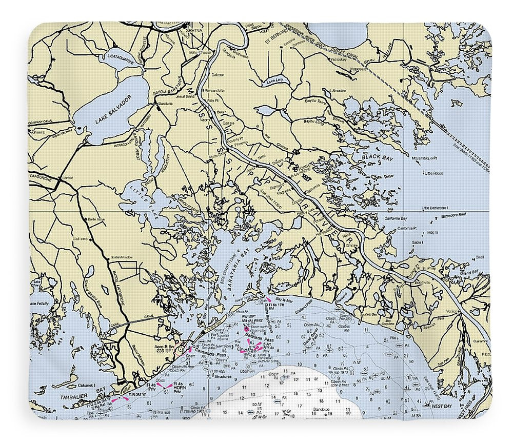 New Orleans Louisiana Nautical Chart - Blanket