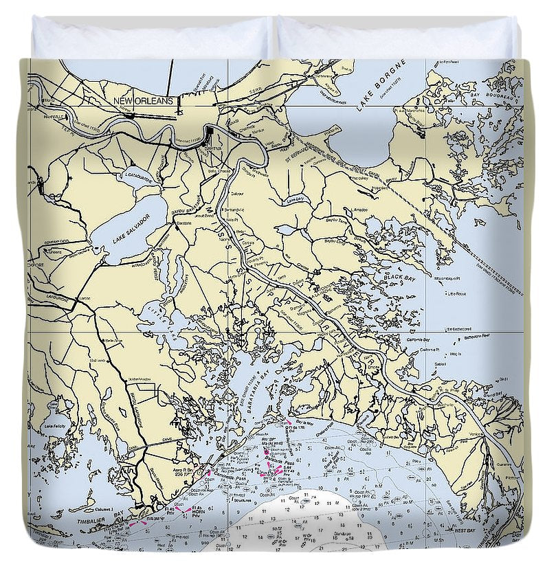 New Orleans Louisiana Nautical Chart Duvet Cover