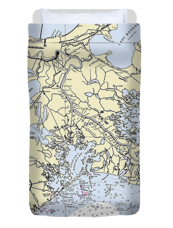 New Orleans Louisiana Nautical Chart - Duvet Cover