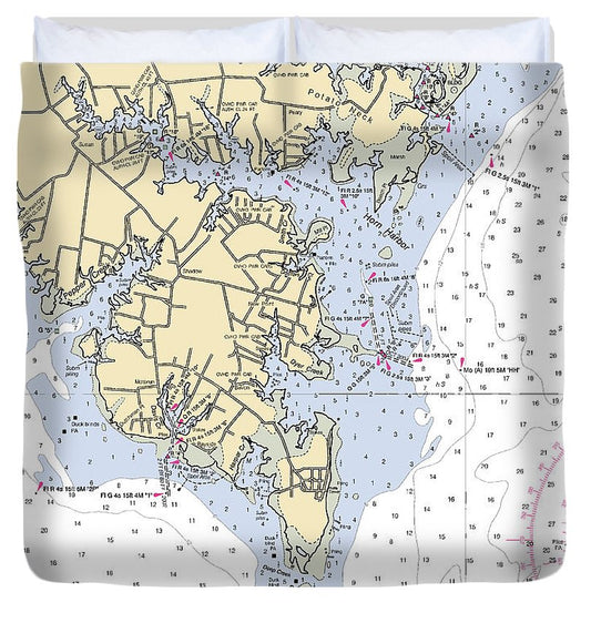New Point Comfort Virginia Nautical Chart Duvet Cover