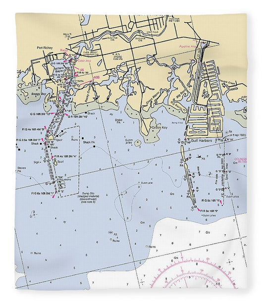 New Port Richey Florida Nautical Chart Blanket