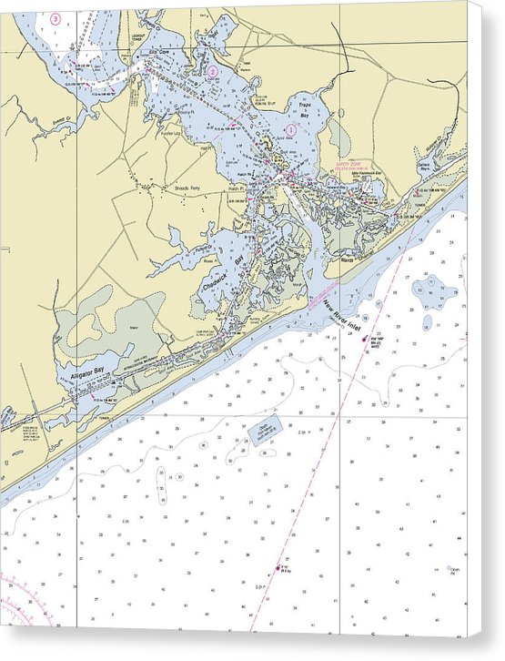 New River Inlet North Carolina Nautical Chart - Canvas Print