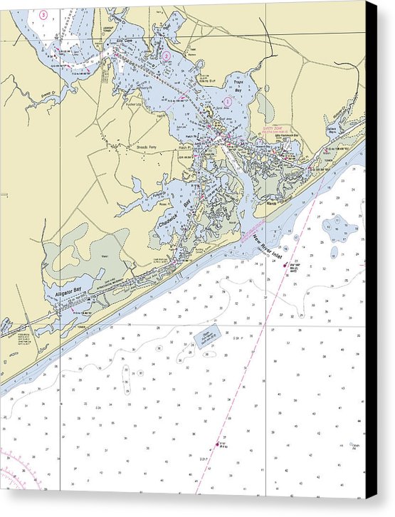 New River Inlet North Carolina Nautical Chart - Canvas Print