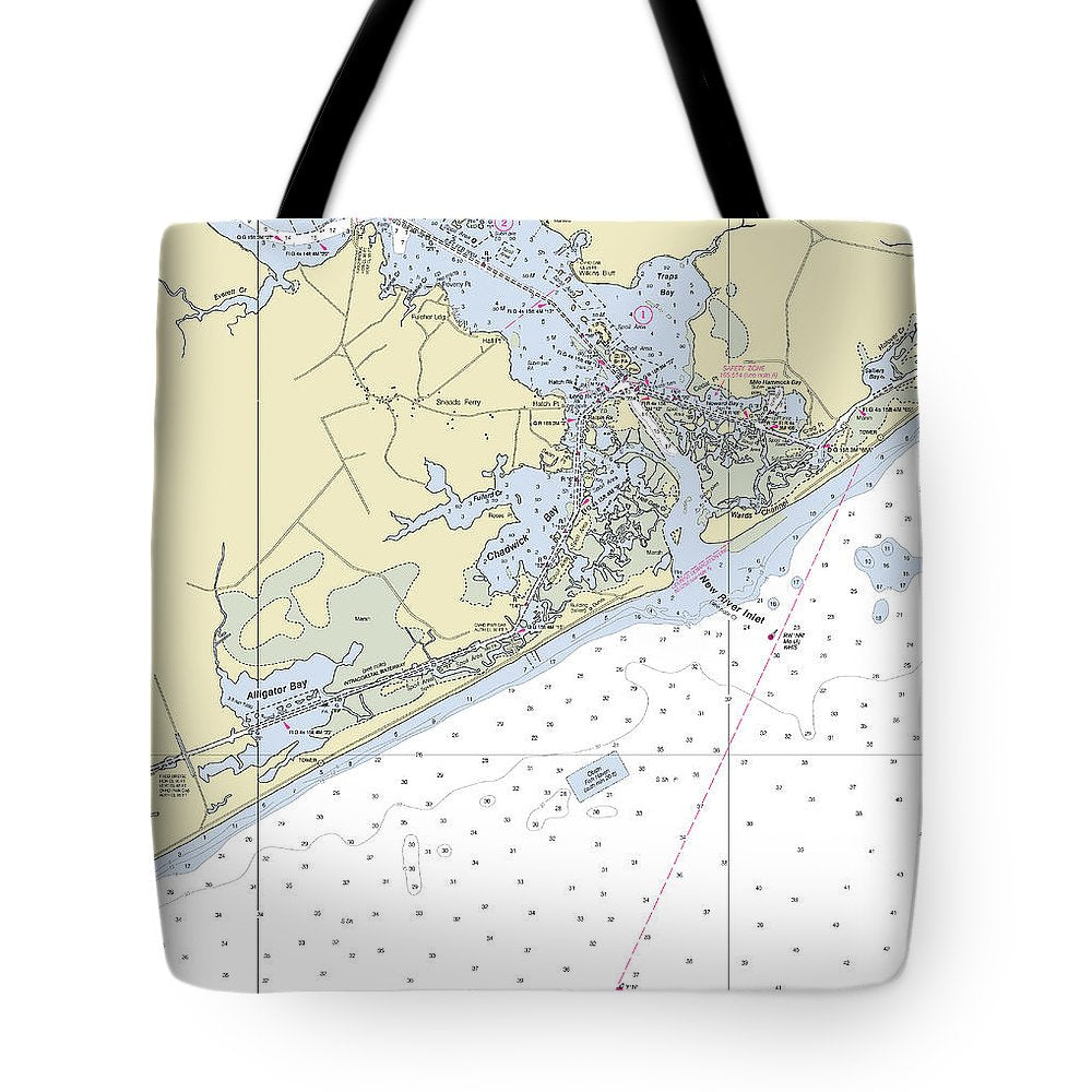 New River Inlet North Carolina Nautical Chart - Tote Bag