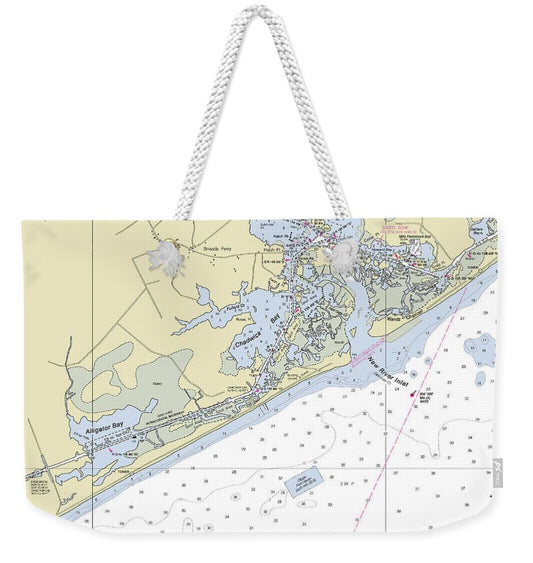 New River Inlet North Carolina Nautical Chart - Weekender Tote Bag