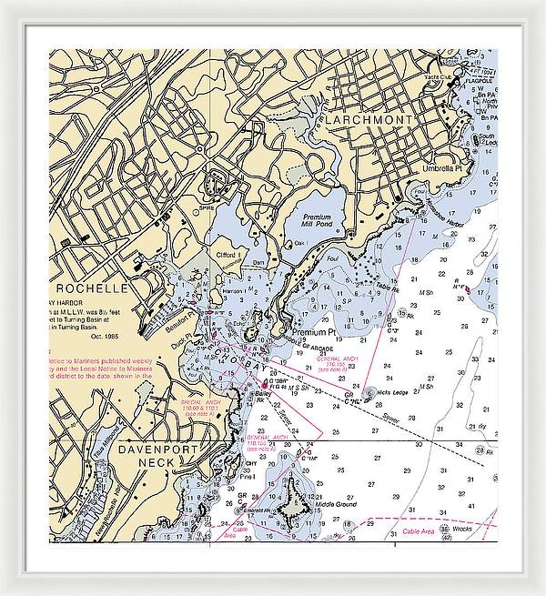 New Rochelle-new York Nautical Chart - Framed Print