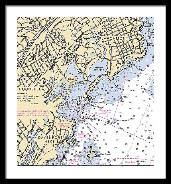 New Rochelle-new York Nautical Chart - Framed Print