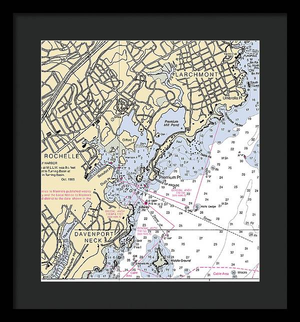 New Rochelle-new York Nautical Chart - Framed Print