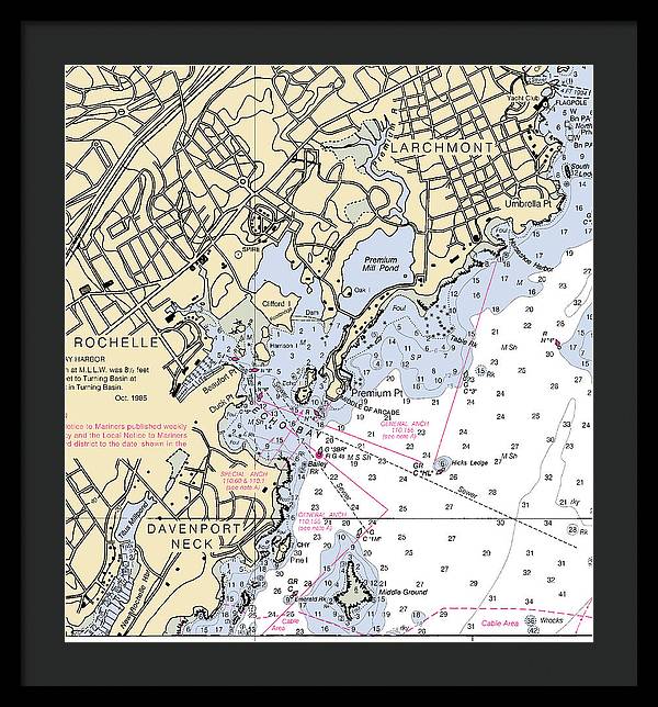 New Rochelle-new York Nautical Chart - Framed Print