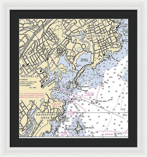 New Rochelle-new York Nautical Chart - Framed Print