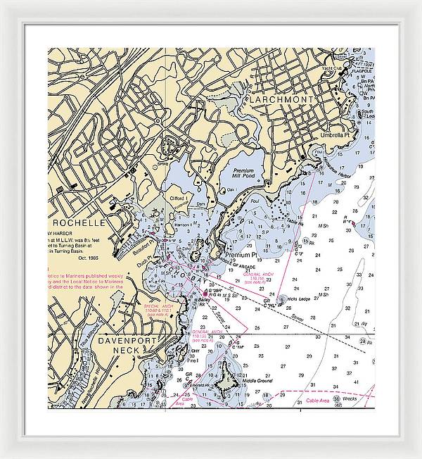 New Rochelle-new York Nautical Chart - Framed Print