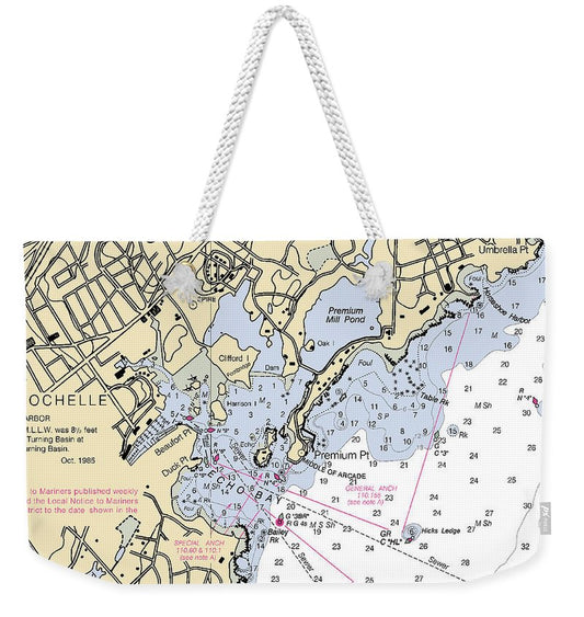 New Rochelle-new York Nautical Chart - Weekender Tote Bag