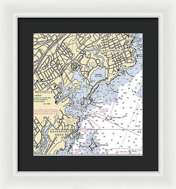 New Rochelle-new York Nautical Chart - Framed Print