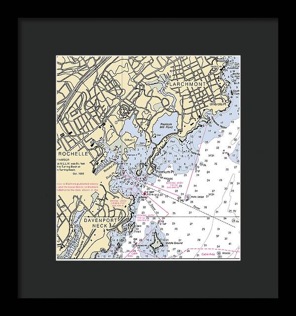 New Rochelle-new York Nautical Chart - Framed Print