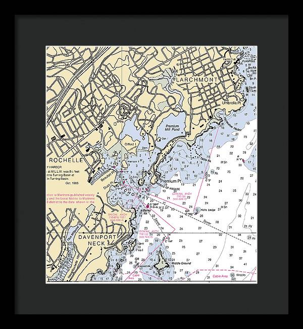 New Rochelle-new York Nautical Chart - Framed Print