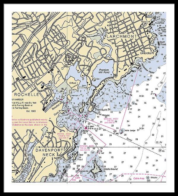 New Rochelle-new York Nautical Chart - Framed Print